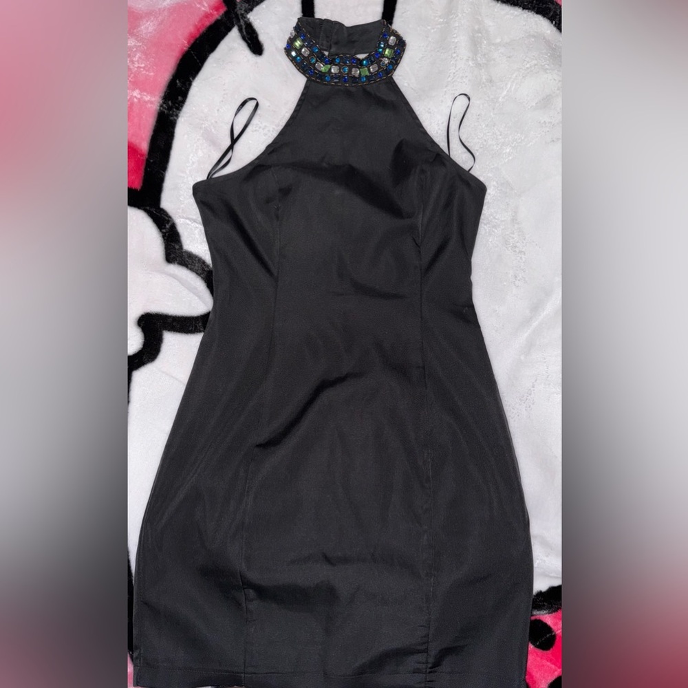Black cocktail dress with lovely rinestone design